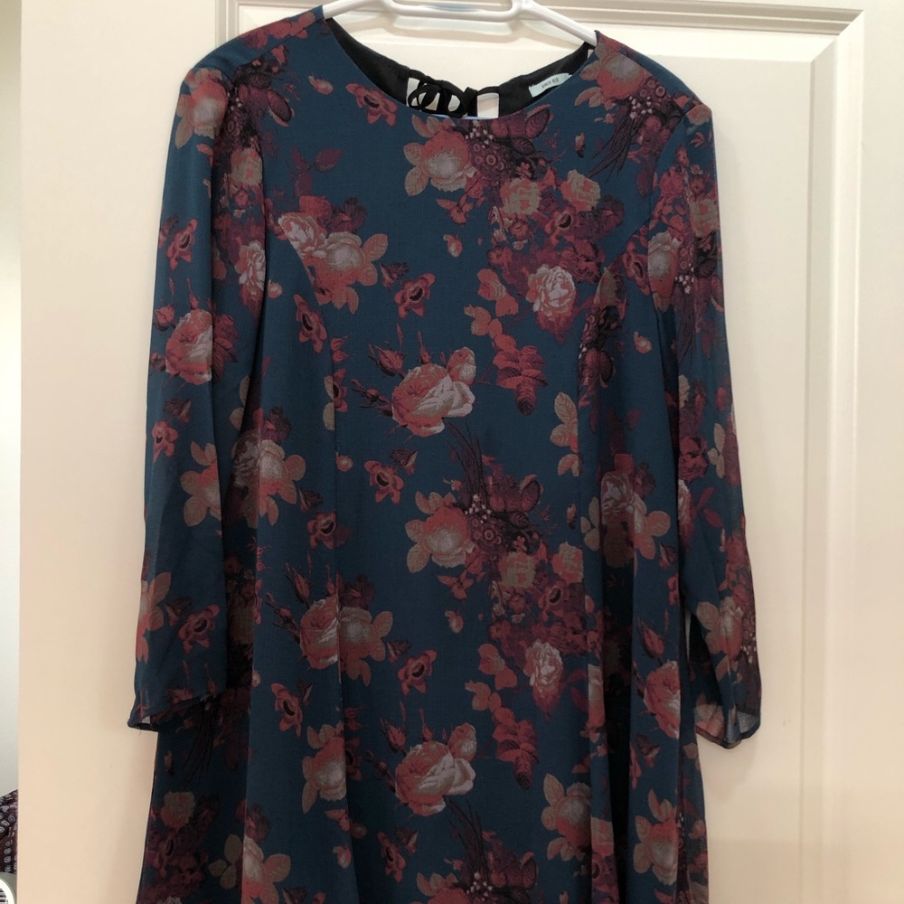 Blue and Burgundy Floral Dress
